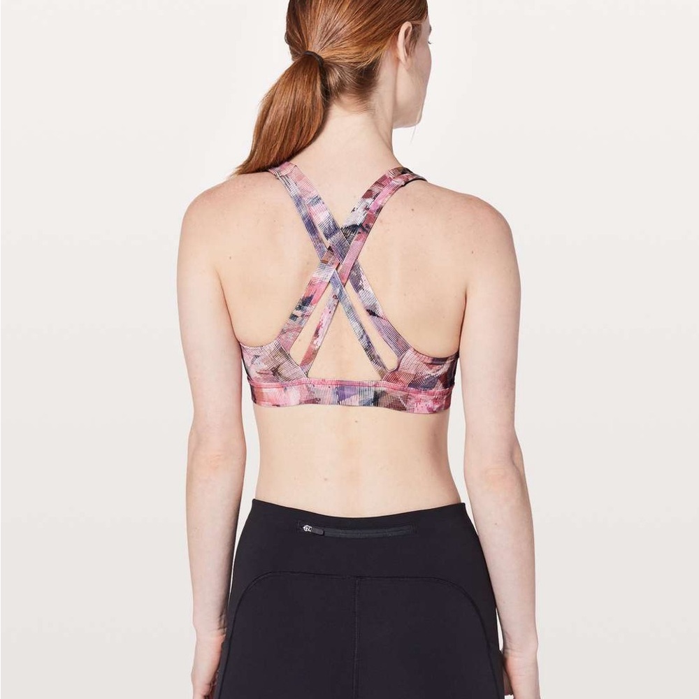 Lululemon Athletica Pink and Black Cross-Back Sports Bra